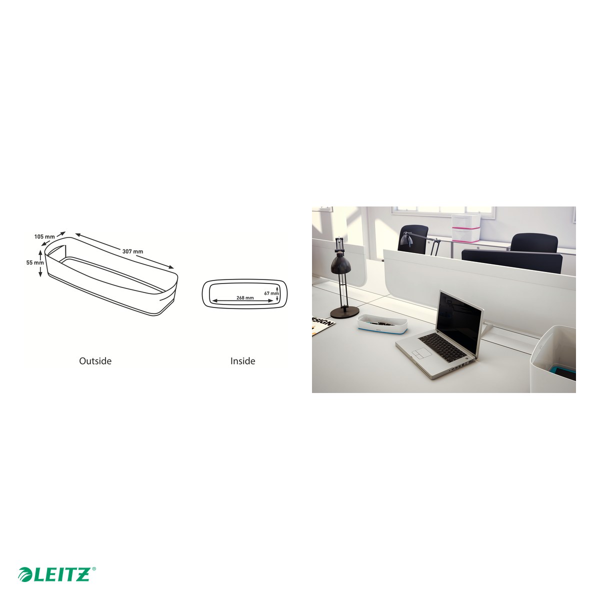 Cutie depozitare Leitz MyBox, 30x5x10 cm, culori duale, alb-gri [4]