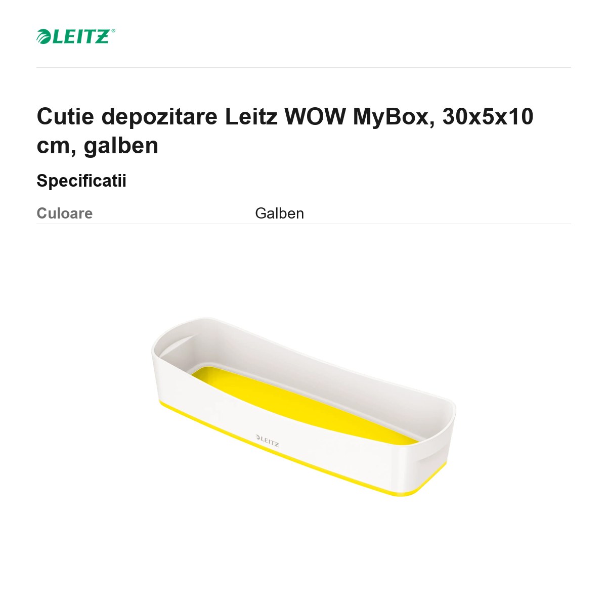 Cutie depozitare Leitz WOW MyBox, 30x5x10 cm, galben [2]