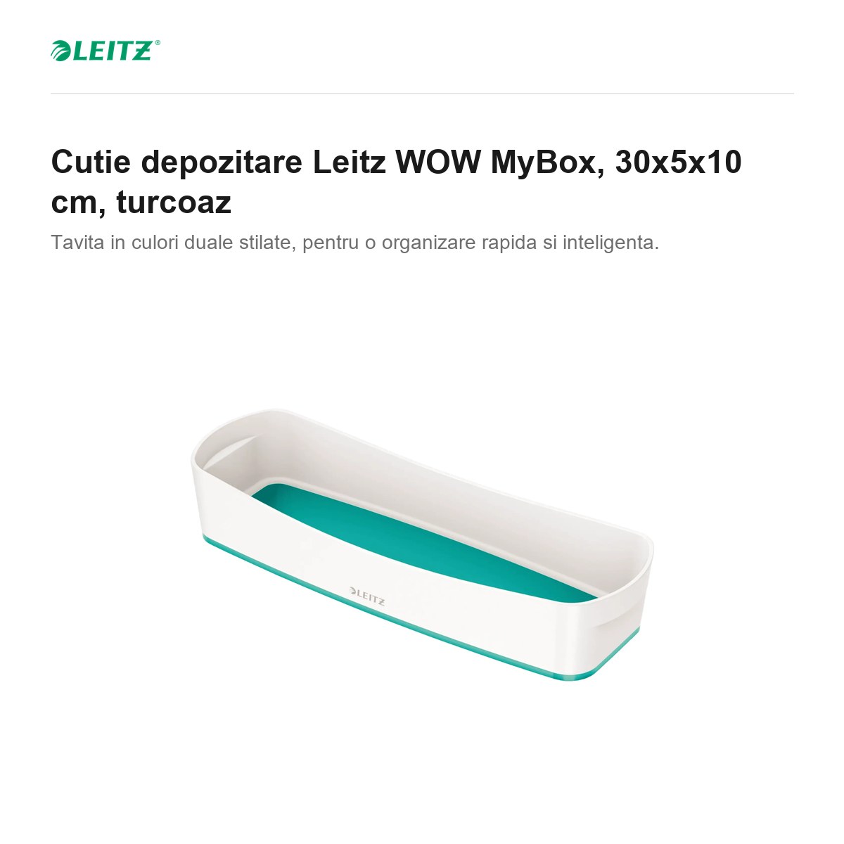 Cutie depozitare Leitz WOW MyBox, 30x5x10 cm, turcoaz [1]