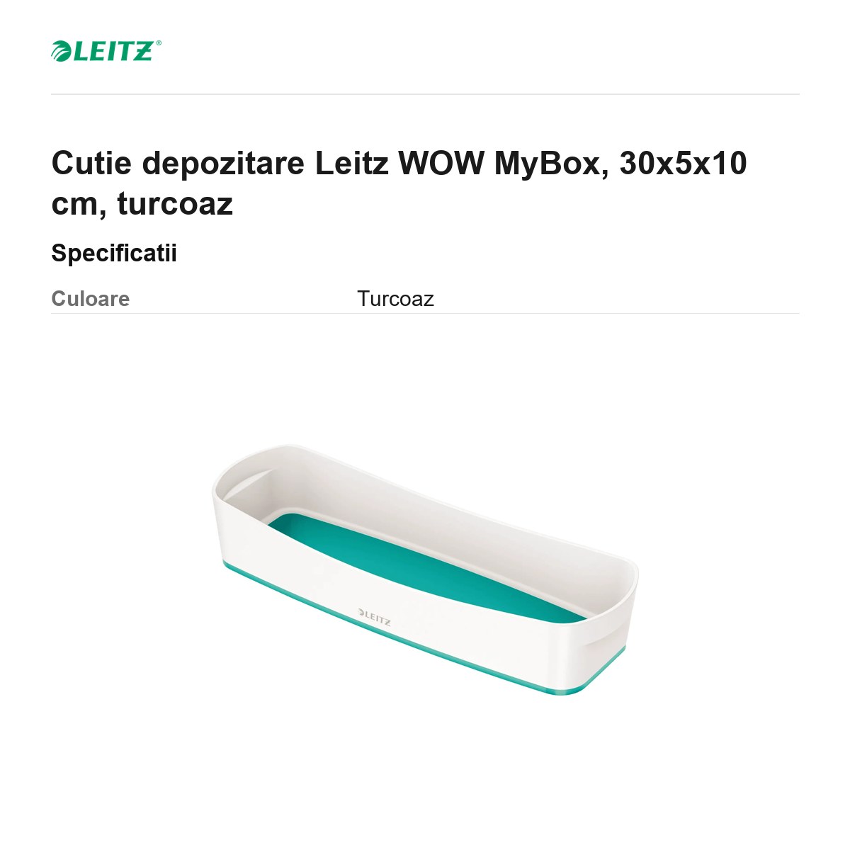Cutie depozitare Leitz WOW MyBox, 30x5x10 cm, turcoaz [2]