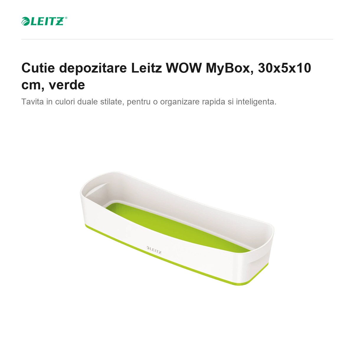 Cutie depozitare Leitz WOW MyBox, 30x5x10 cm, verde [1]