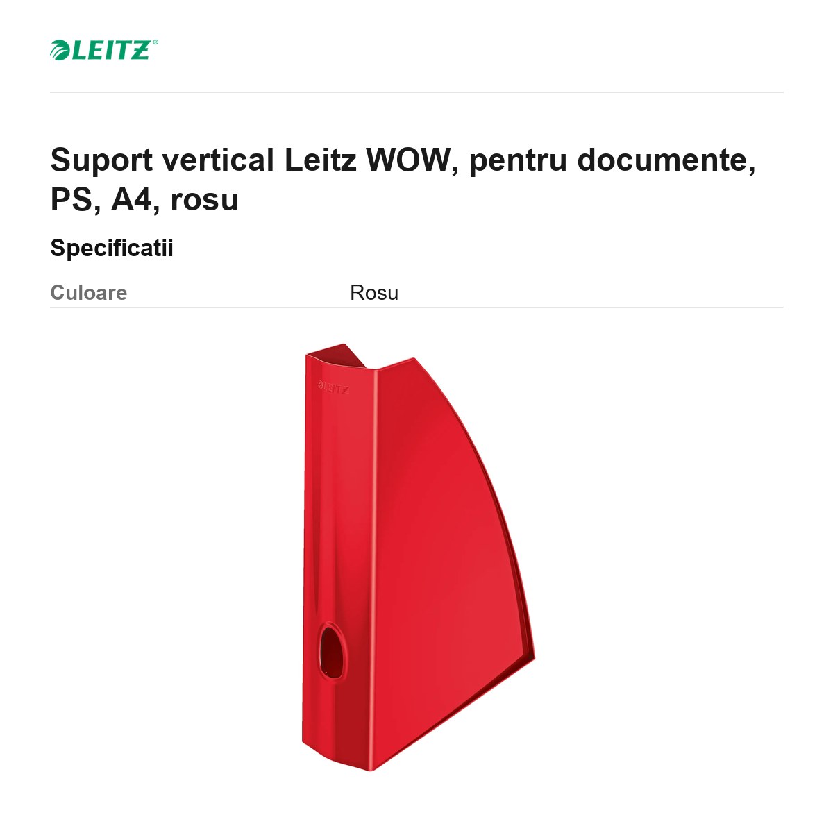 Suport vertical Leitz WOW, pentru documente, PS, A4, rosu [2]