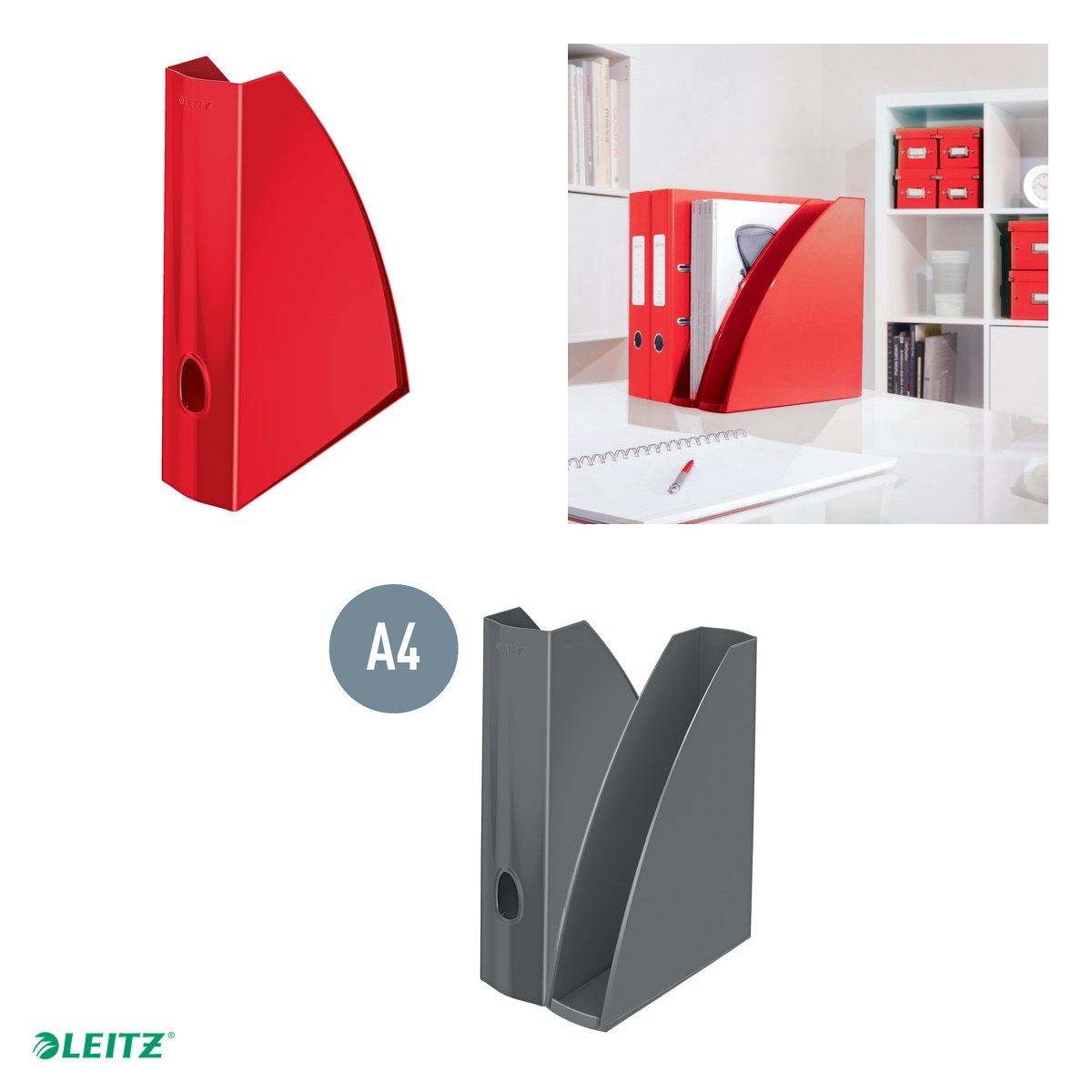 Suport vertical Leitz WOW, pentru documente, PS, A4, rosu [3]