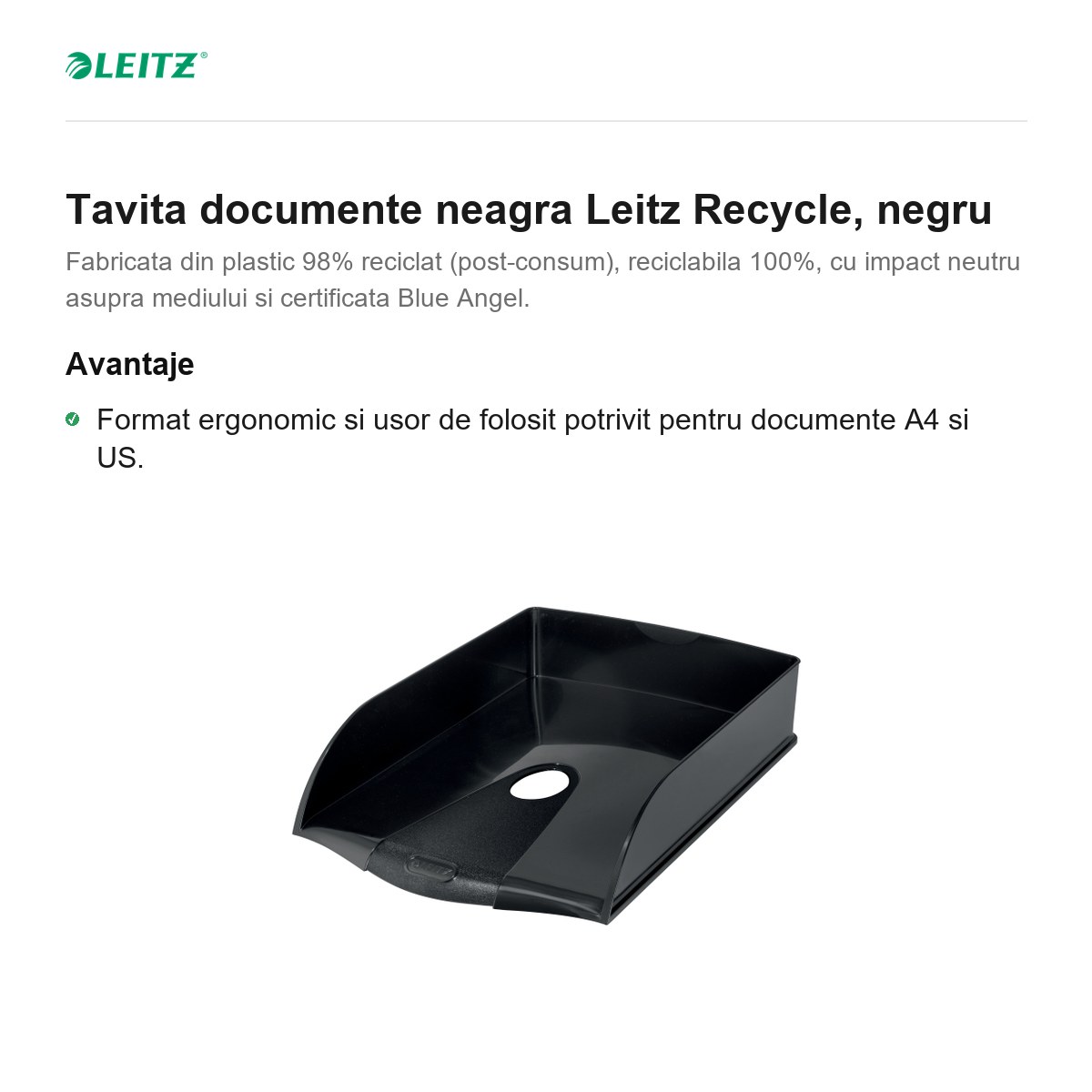 Tavita documente neagra Leitz Recycle, negru [1]