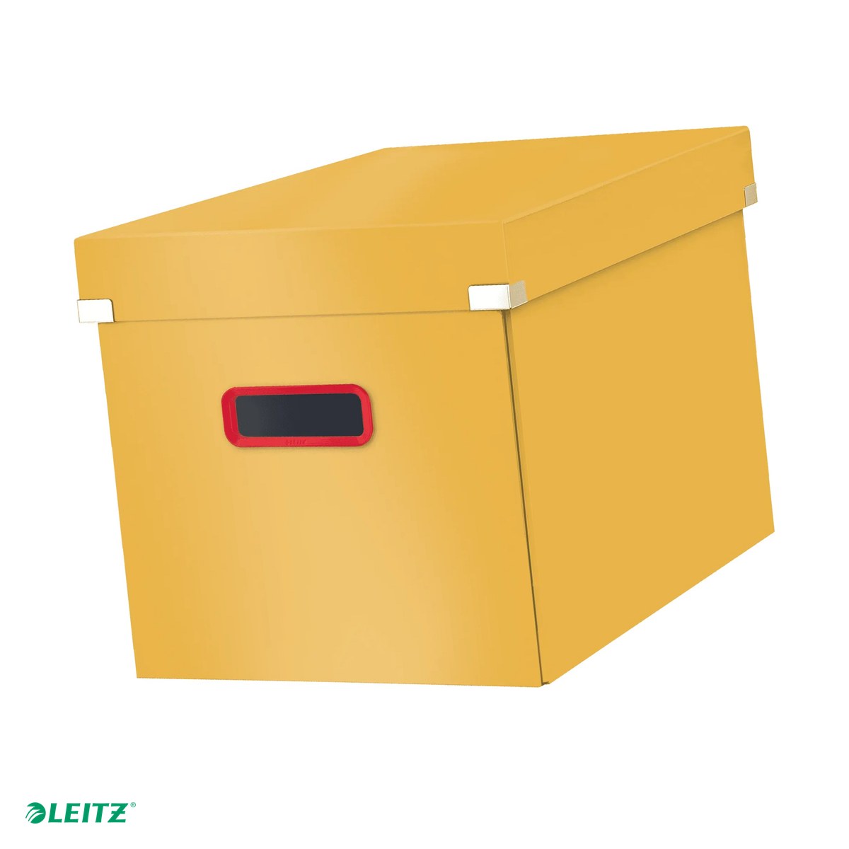 Cutii depozitare - Cutie depozitare Leitz Cosy Click & Store, carton laminat, pliabila, cu capac si maner, 320x310x362, pentru transport, galben Chihlimbar
