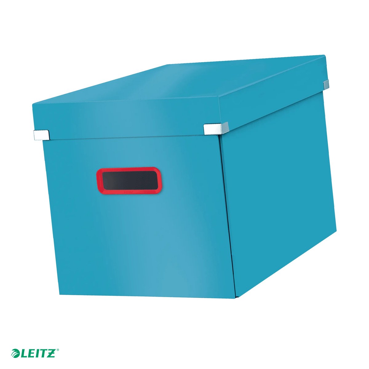 Cutii depozitare - Cutie depozitare Leitz Cosy Click & Store, carton laminat, pliabila, cu capac si maner, 320x310x362, pentru transport, albastru Celest