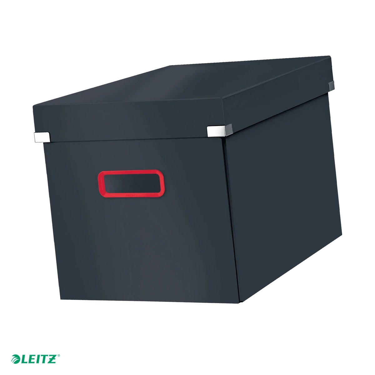 Cutii depozitare - Cutie depozitare Leitz Cosy Click & Store, carton laminat, pliabila, cu capac si maner, 320x310x362, pentru transport, gri Antracit