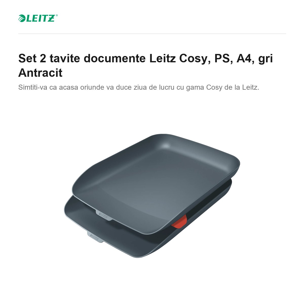 Set 2 tavite documente Leitz Cosy, PS, A4, gri Antracit [1]