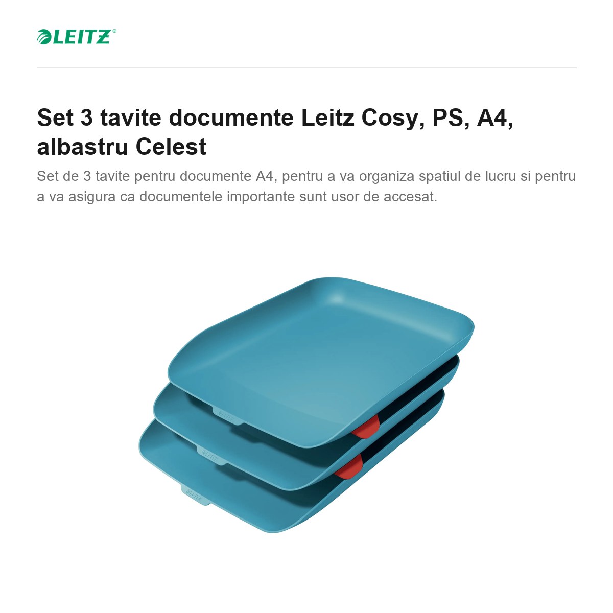 Set 3 tavite documente Leitz Cosy, PS, A4, albastru Celest [1]