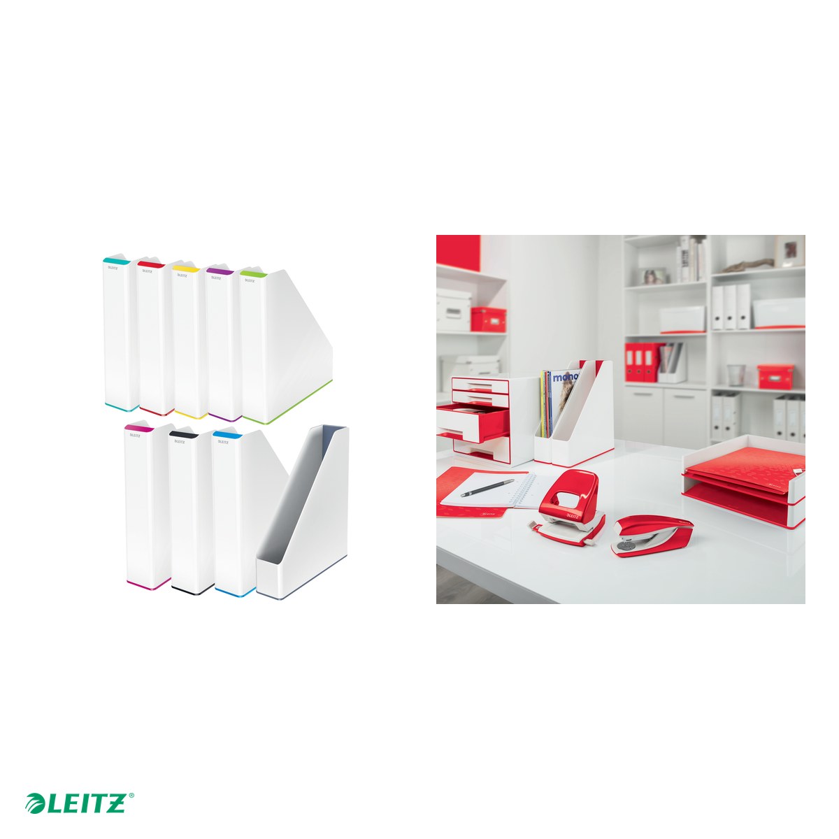 Suport vertical Leitz WOW, pentru documente, PS, A4, culori duale, rosu [4]