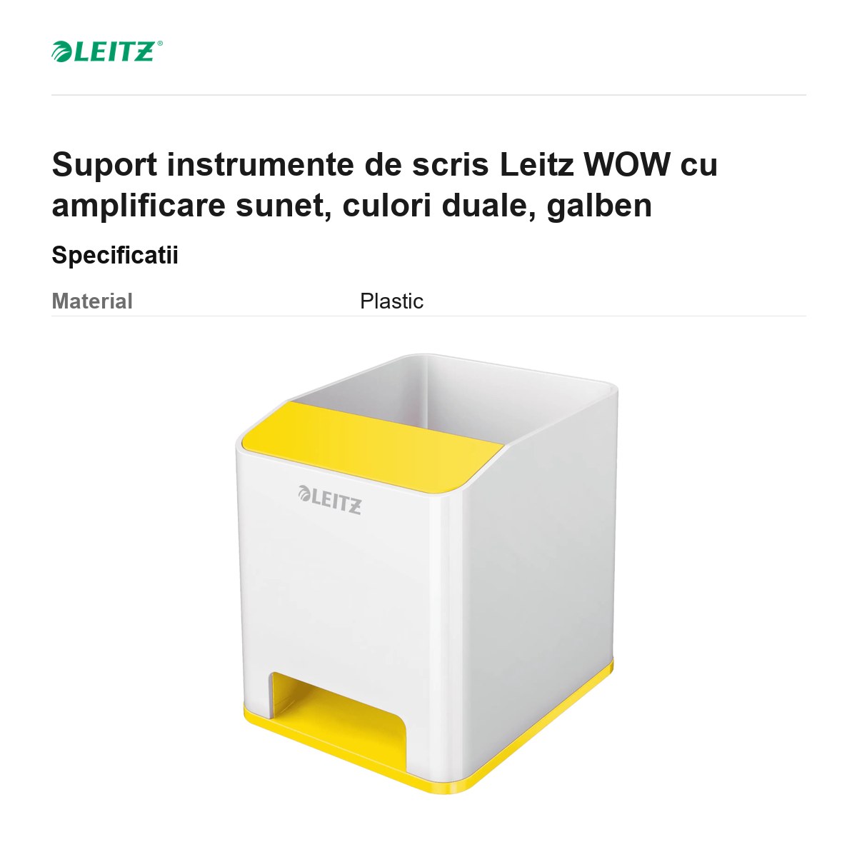 Suport instrumente de scris Leitz WOW cu amplificare sunet, culori duale, galben [2]