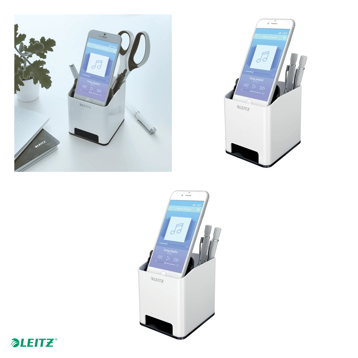 Suport instrumente de scris Leitz WOW cu amplificare sunet, culori duale, negru [3]