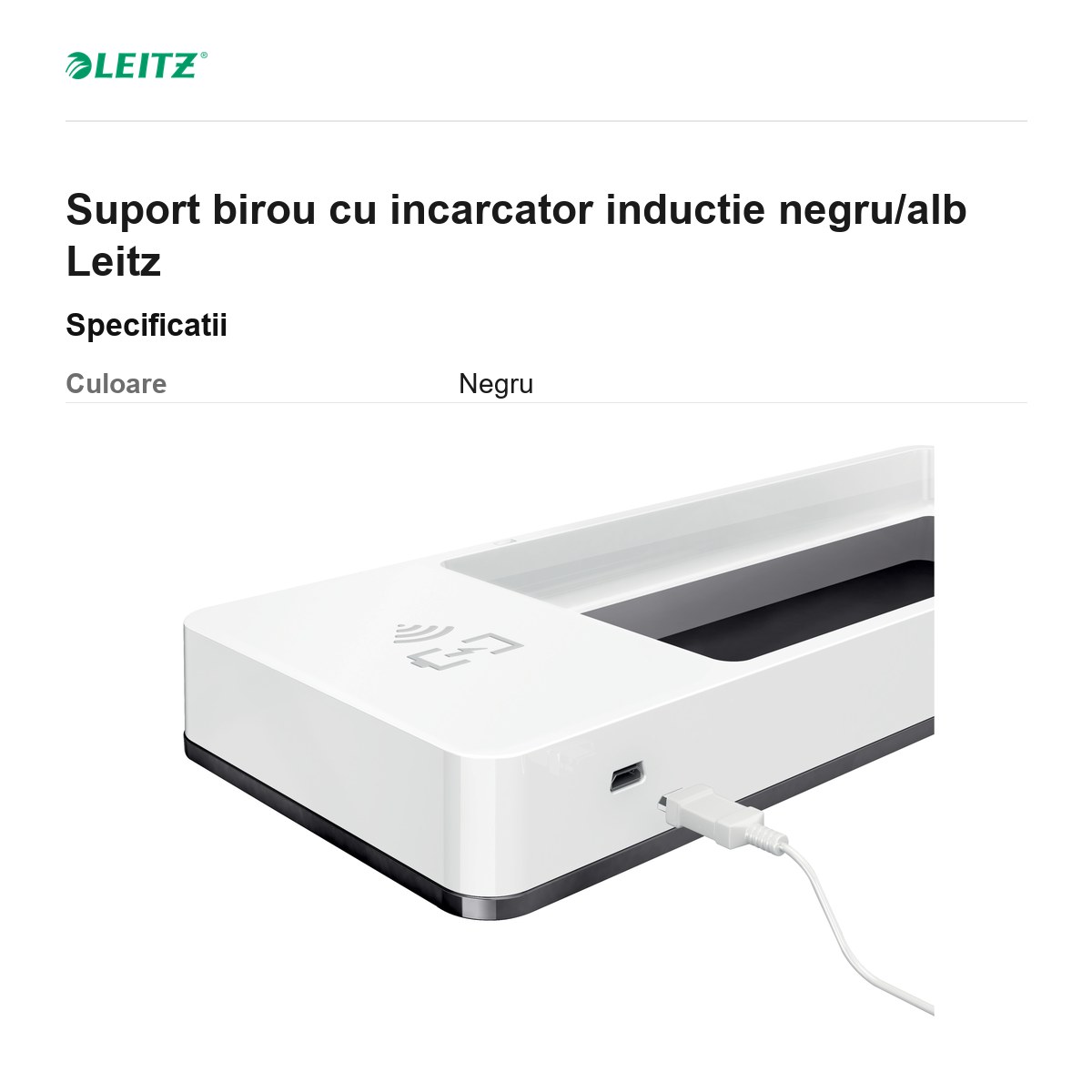 Suport birou cu incarcator inductie negru/alb Leitz [2]