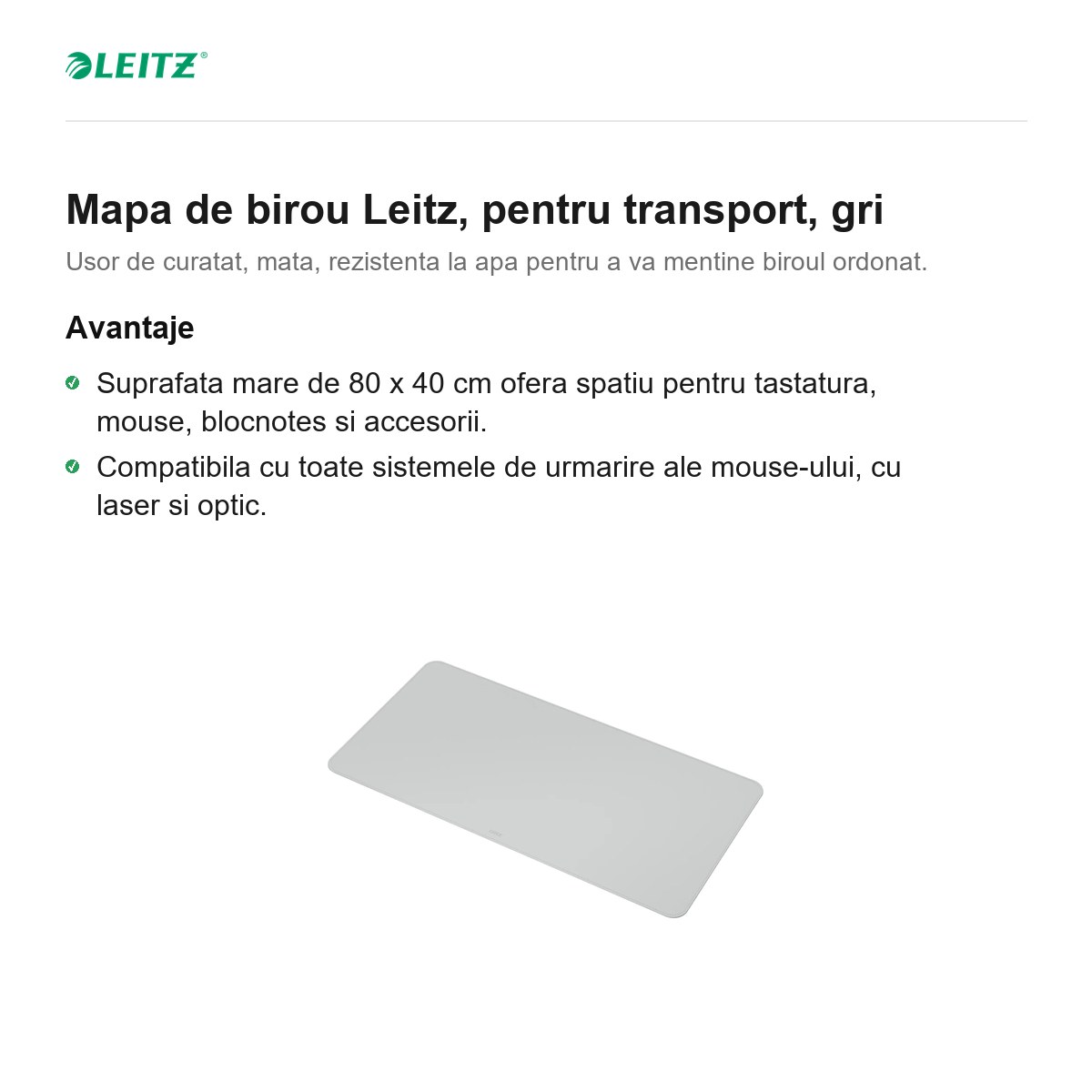 Mapa de birou Leitz, pentru transport, gri [1]