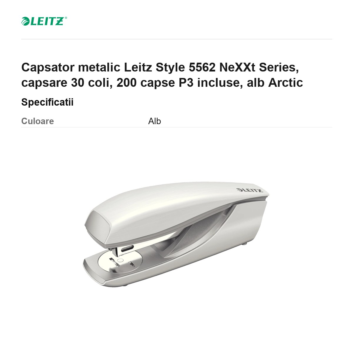 Capsator metalic Leitz Style 5562 NeXXt Series, capsare 30 coli, 200 capse P3 incluse, alb Arctic [2]