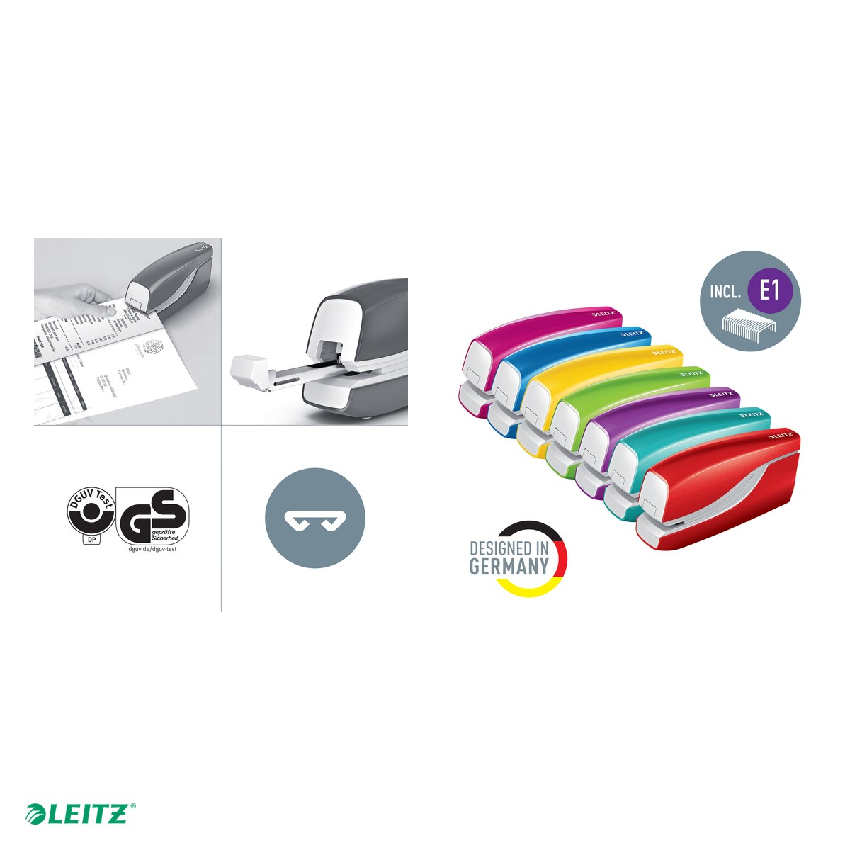 Capsator electric Leitz WOW NeXXt Series, cu baterii, capsare 10 coli, 1000 capse e1 incluse, rosu [4]