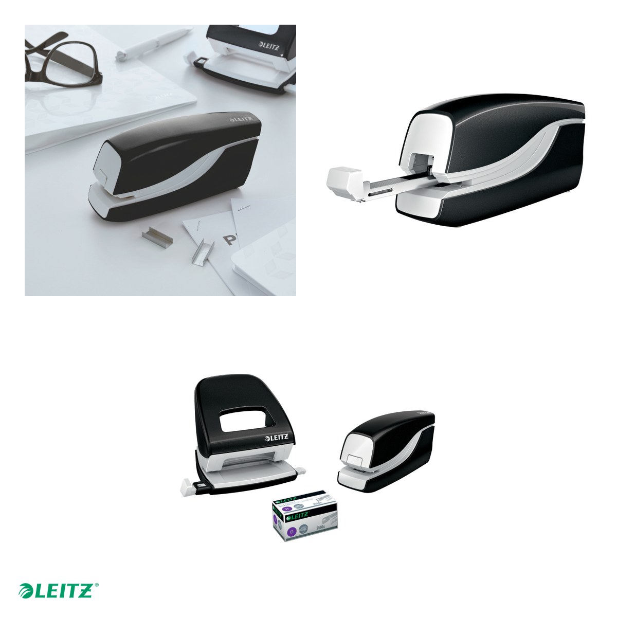 Capsator electric Leitz WOW NeXXt Series, cu baterii, capsare 10 coli, 1000 capse e1 incluse, negru [3]
