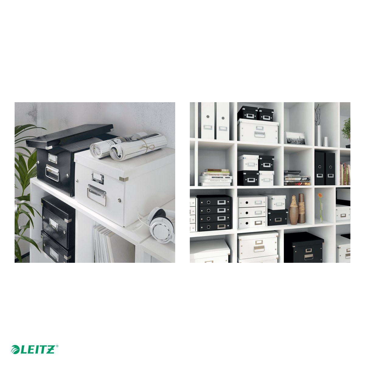 Cutie depozitare Leitz WOW Click & Store, carton laminat, pliabila, cu capac, 20x14x35 cm, pentru arhivare, negru [4]