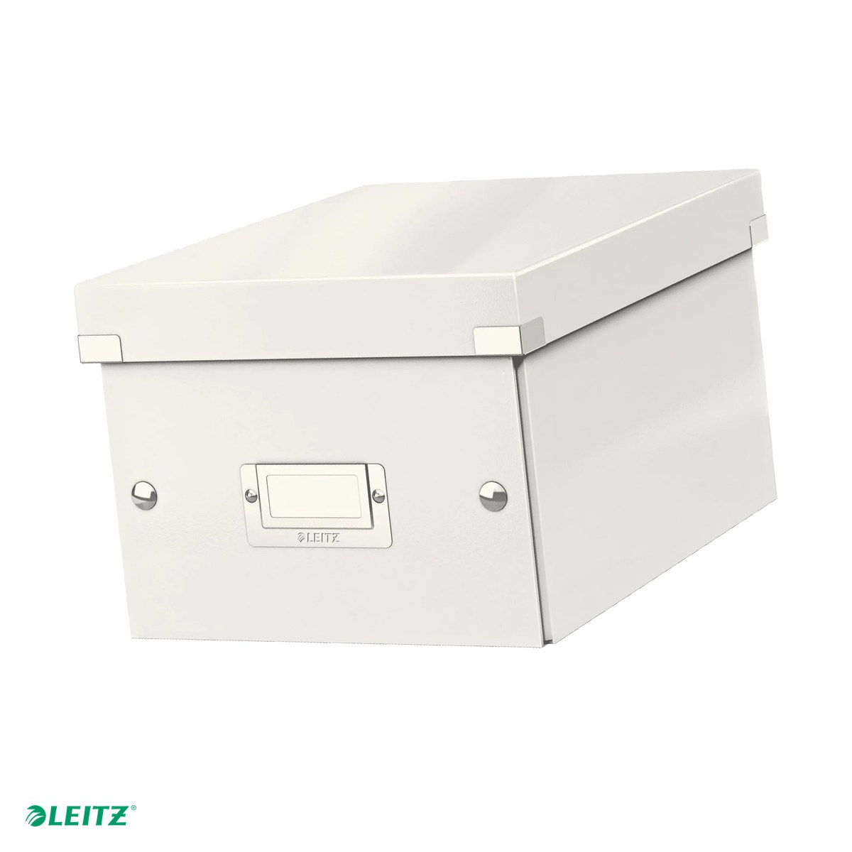 Cutii depozitare - Cutie depozitare Leitz WOW Click & Store, carton laminat, pliabila, cu capac, 22x16x28 cm, pentru transport, alb
