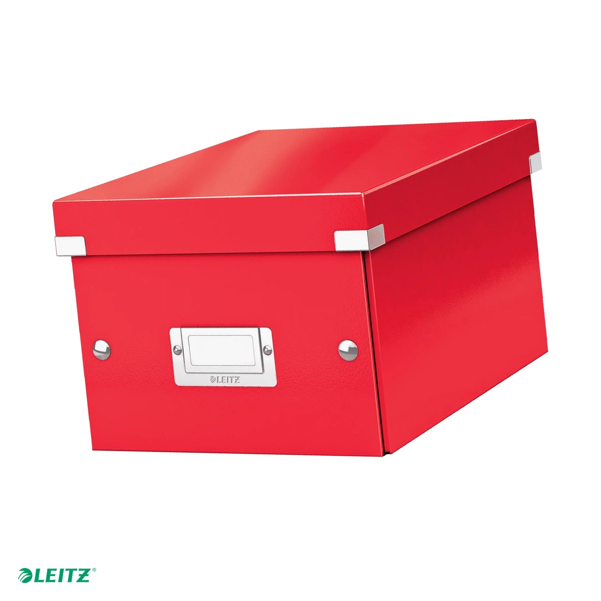 Cutii depozitare - Cutie depozitare Leitz WOW Click & Store, carton laminat, pliabila, cu capac, 22x16x28 cm, pentru transport, rosu