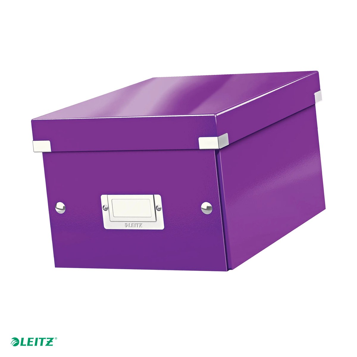 Cutii depozitare - Cutie depozitare Leitz WOW Click & Store, carton laminat, pliabila, cu capac, 22x16x28 cm, pentru transport, mov