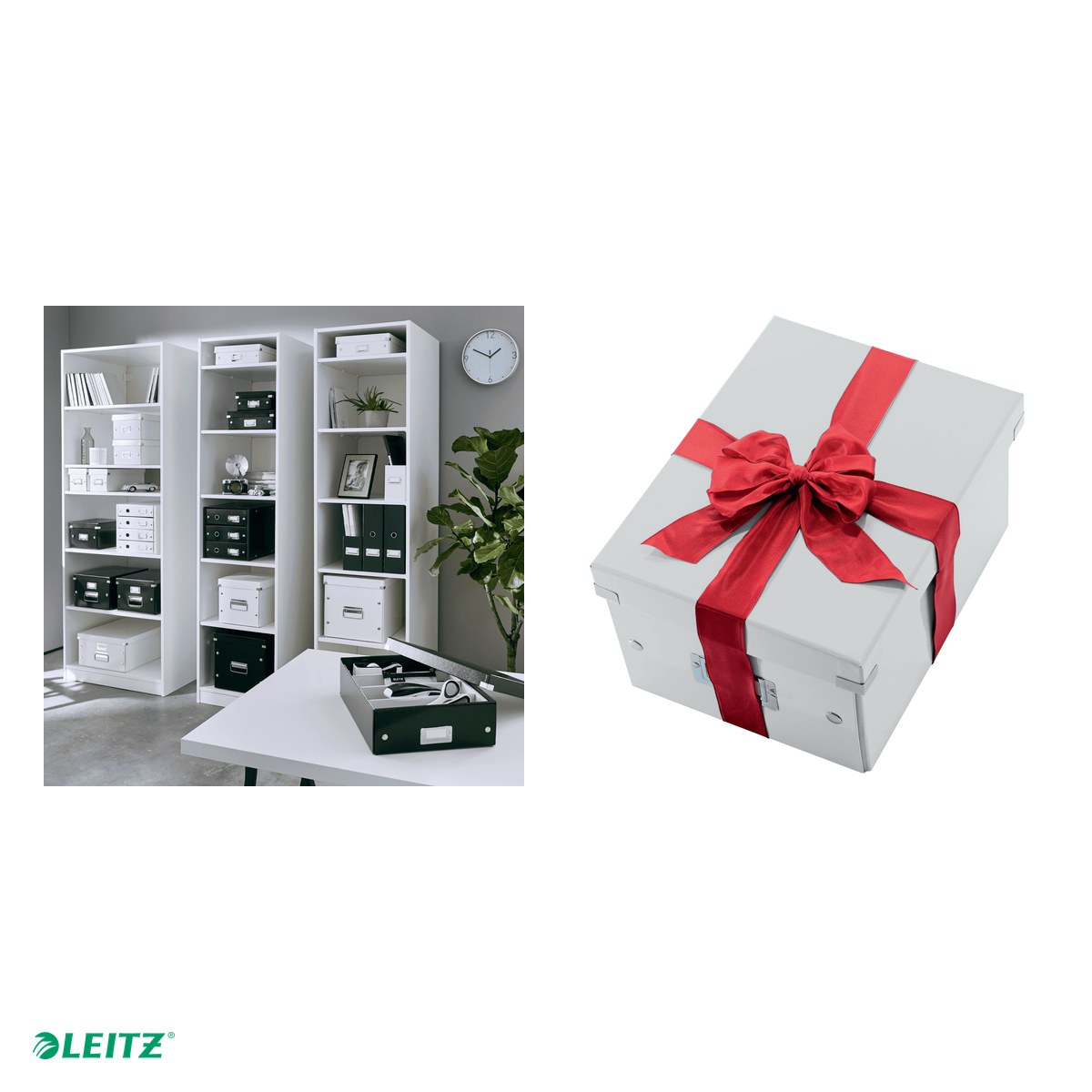 Cutie depozitare Leitz WOW Click & Store, carton laminat, pliabila, cu capac si maner, 28x20x37 cm, pentru transport, alb [4]