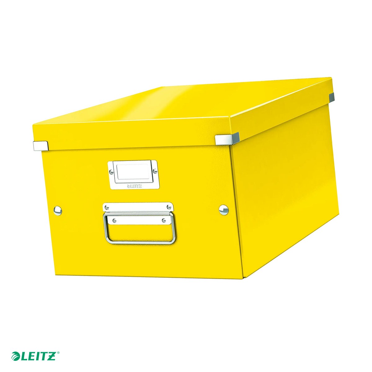 Cutii depozitare - Cutie depozitare Leitz WOW Click & Store, carton laminat, pliabila, cu capac si maner, 28x20x37 cm, pentru transport, galben