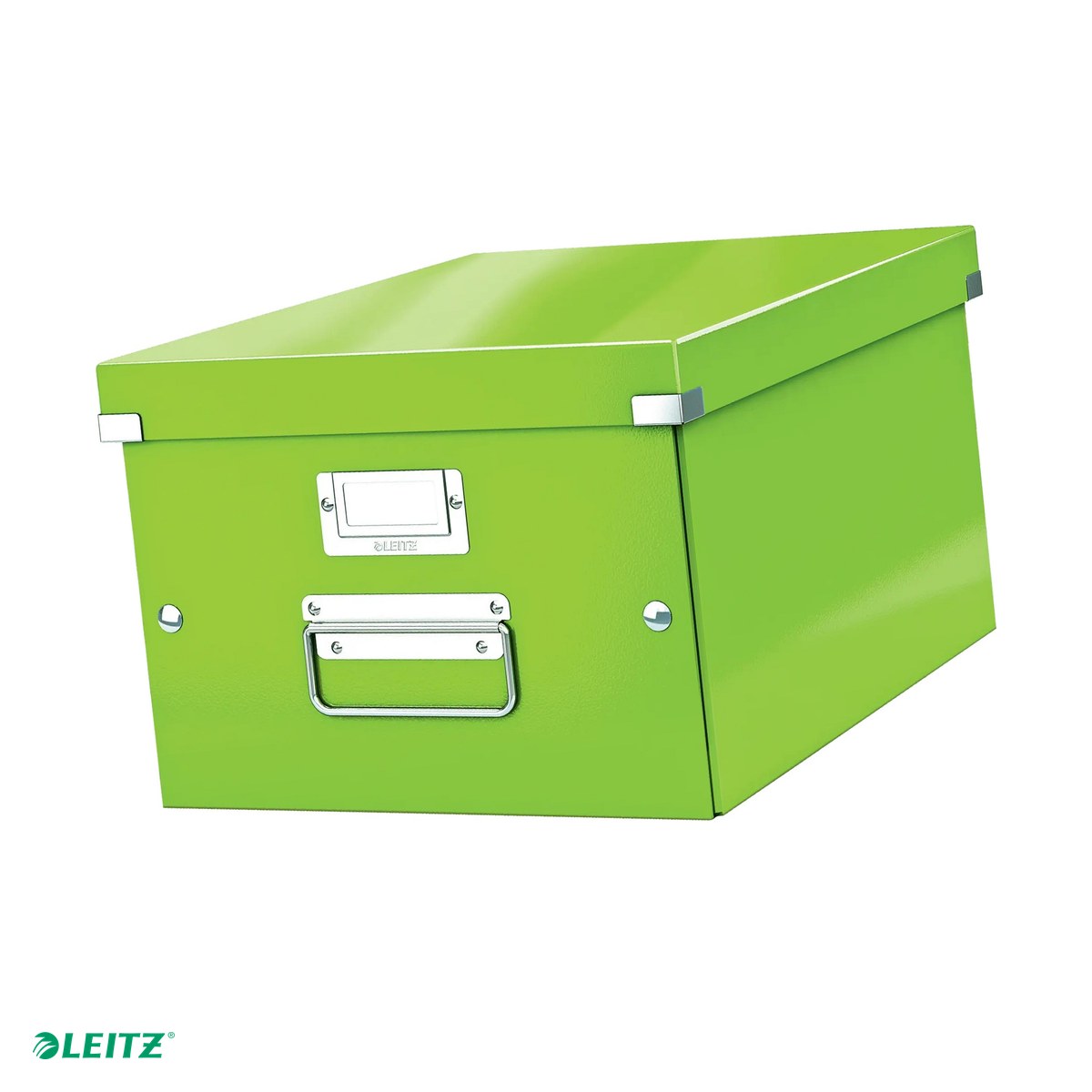 Cutii depozitare - Cutie depozitare Leitz WOW Click & Store, carton laminat, pliabila, cu capac si maner, 28x20x37 cm, pentru transport, verde