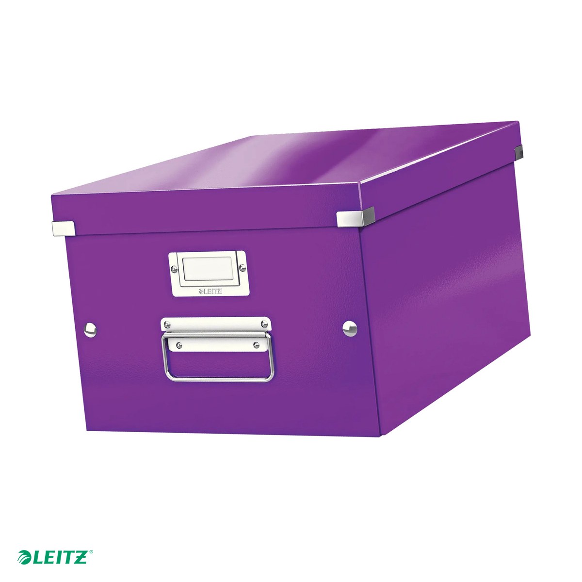 Cutii depozitare - Cutie depozitare Leitz WOW Click & Store, carton laminat, pliabila, cu capac si maner, 28x20x37 cm, pentru transport, mov