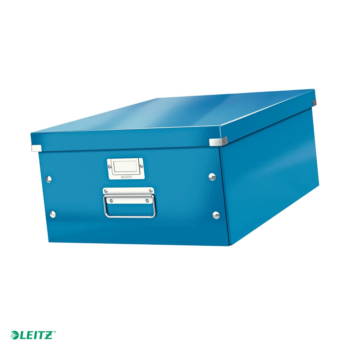 Cutii depozitare - Cutie depozitare Leitz WOW Click & Store, carton laminat, pliabila, cu capac si maner, 36x20x48 cm, pentru transport, albastru