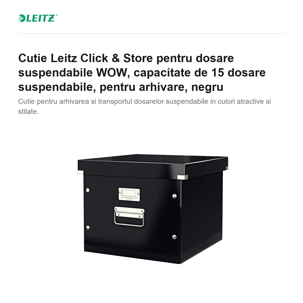 Cutie Leitz Click & Store pentru dosare suspendabile WOW, capacitate de 15 dosare suspendabile, pentru arhivare, negru [1]