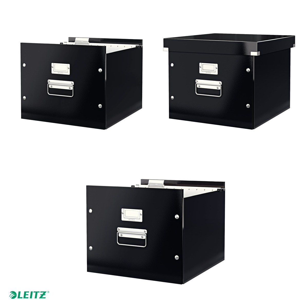 Cutie Leitz Click & Store pentru dosare suspendabile WOW, capacitate de 15 dosare suspendabile, pentru arhivare, negru [3]