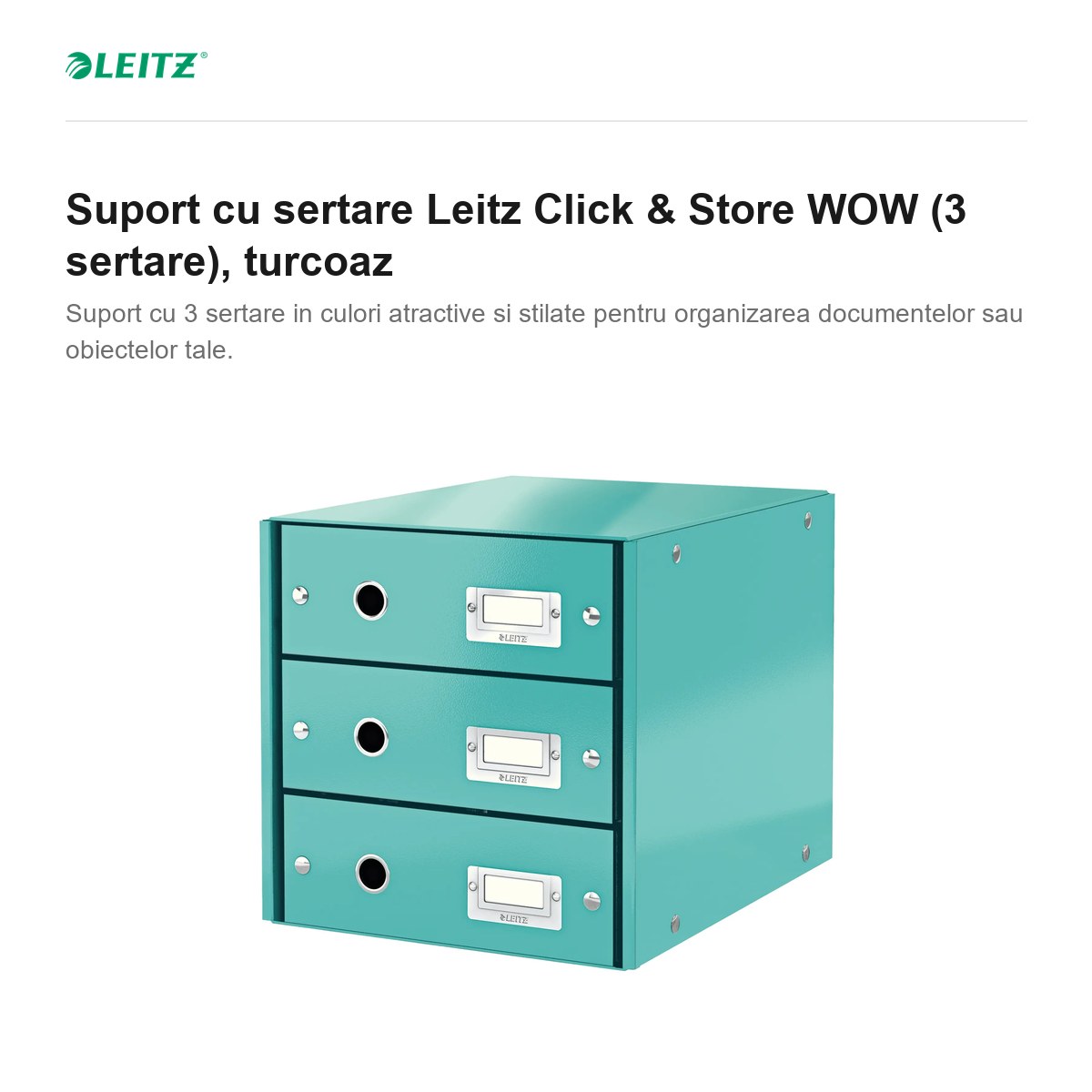 Suport cu sertare Leitz Click & Store WOW (3 sertare), turcoaz [1]