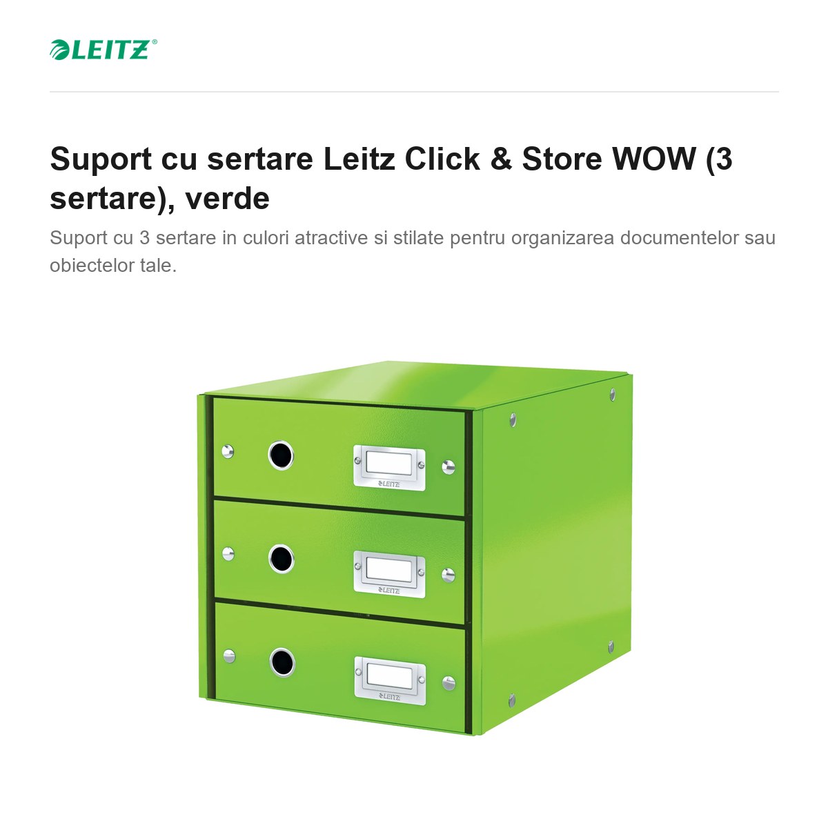 Suport cu sertare Leitz Click & Store WOW (3 sertare), verde [1]
