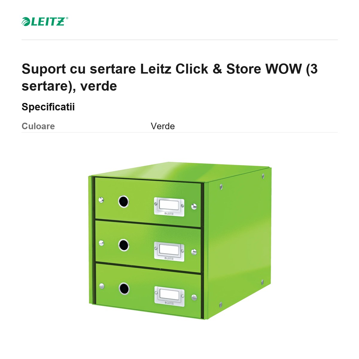 Suport cu sertare Leitz Click & Store WOW (3 sertare), verde [2]