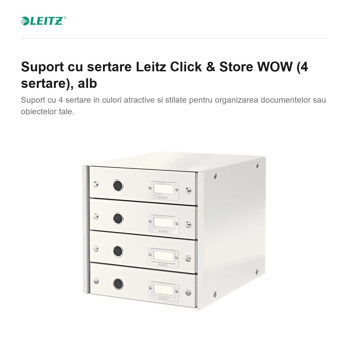 Suport cu sertare Leitz Click & Store WOW (4 sertare), alb [1]