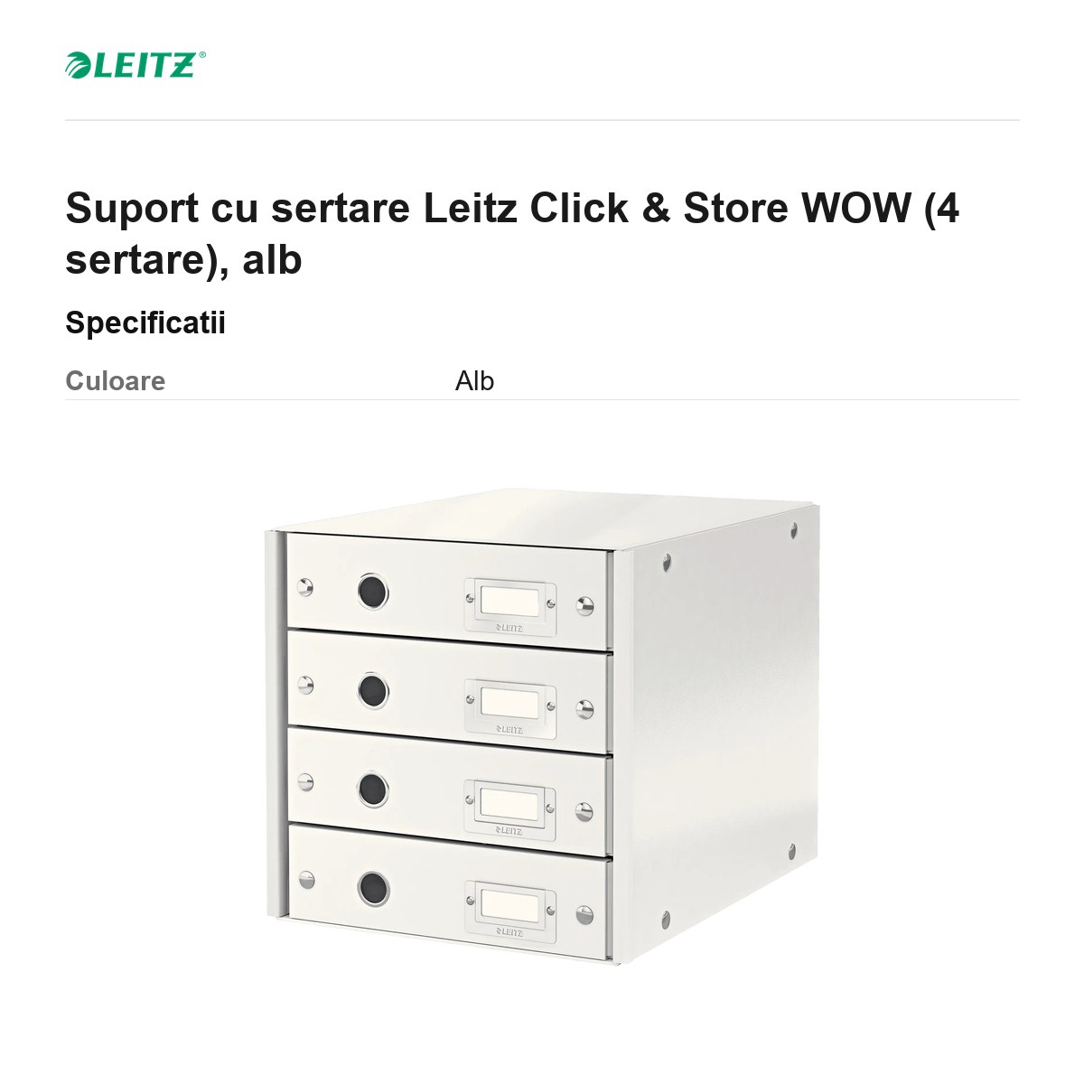 Suport cu sertare Leitz Click & Store WOW (4 sertare), alb [2]