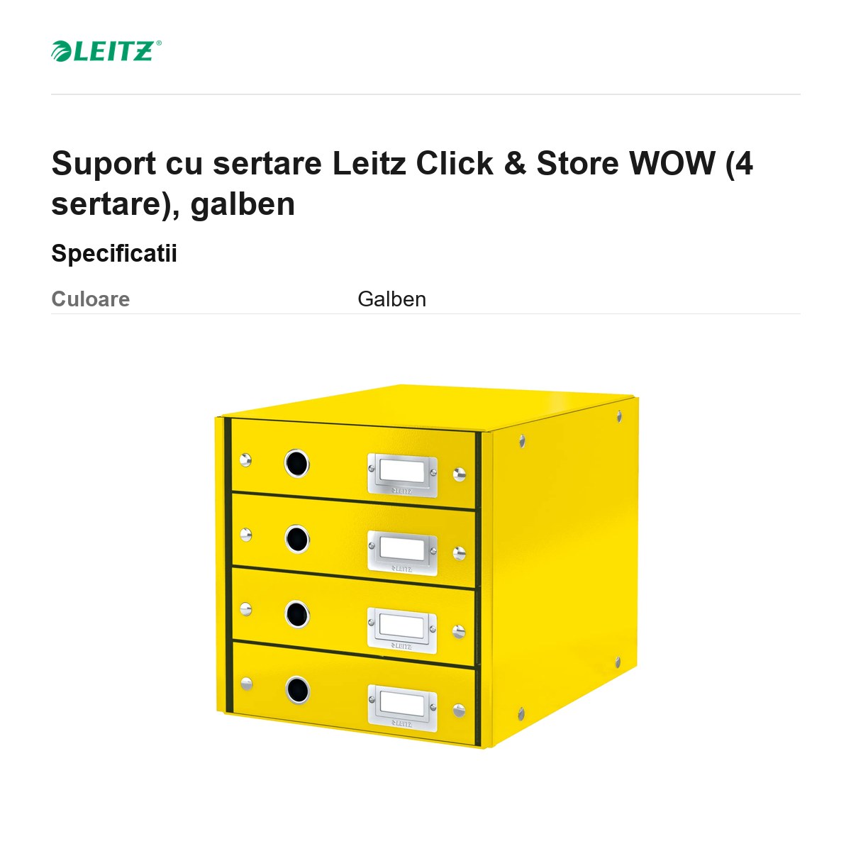 Suport cu sertare Leitz Click & Store WOW (4 sertare), galben [2]
