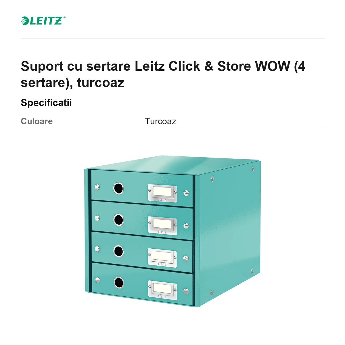 Suport cu sertare Leitz Click & Store WOW (4 sertare), turcoaz [2]