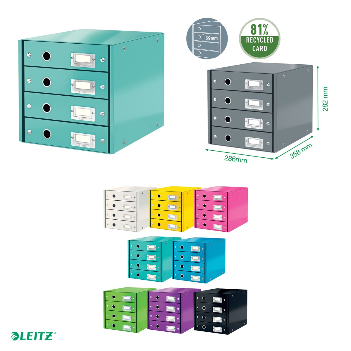 Suport cu sertare Leitz Click & Store WOW (4 sertare), turcoaz [3]