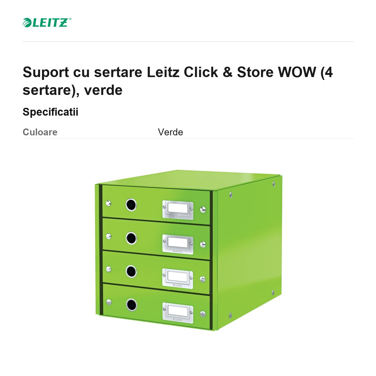 Suport cu sertare Leitz Click & Store WOW (4 sertare), verde [2]