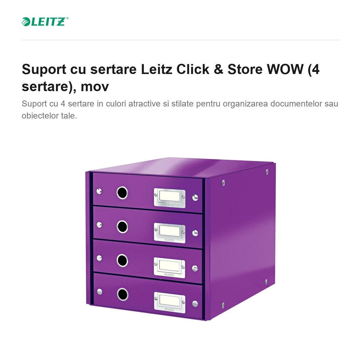 Suport cu sertare Leitz Click & Store WOW (4 sertare), mov [1]
