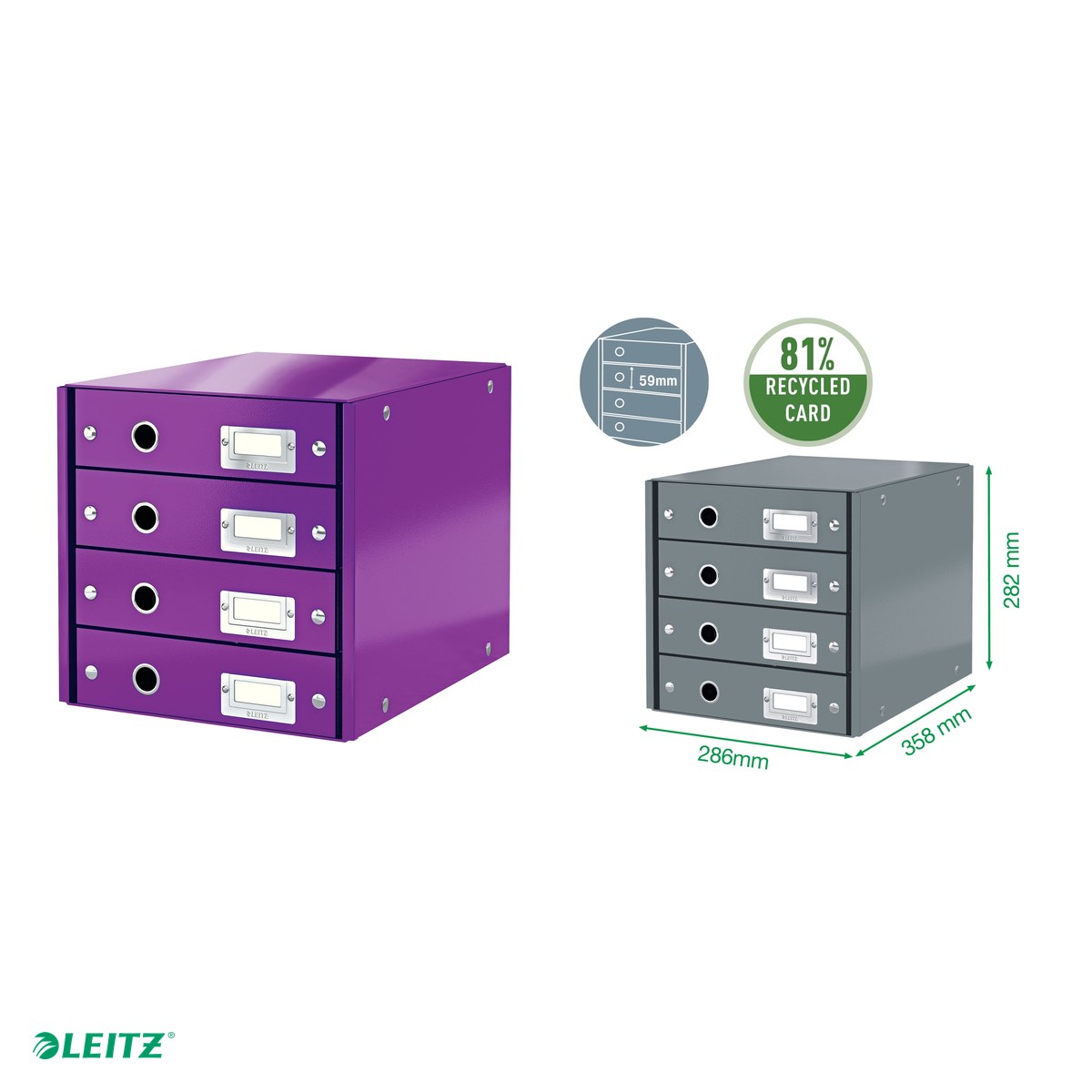 Suport cu sertare Leitz Click & Store WOW (4 sertare), mov [3]