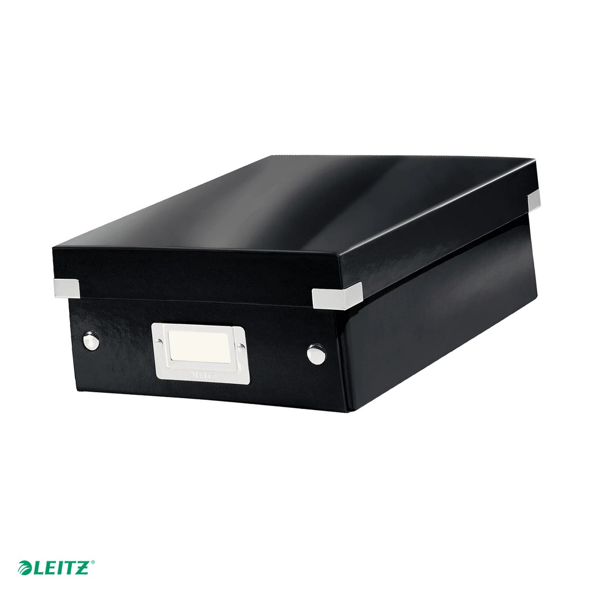 Cutii depozitare - Cutie depozitare Leitz WOW Click & Store Organizer, carton laminat, cu capac, 22x10x28 cm, negru