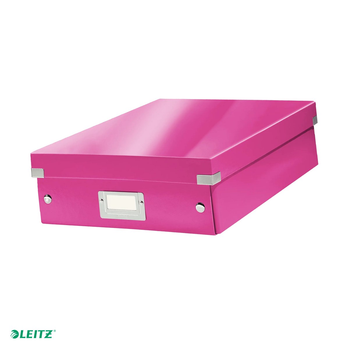 Cutii depozitare - Cutie depozitare Leitz WOW Click & Store Organizer, carton laminat, cu capac, 28x10x37 cm, roz