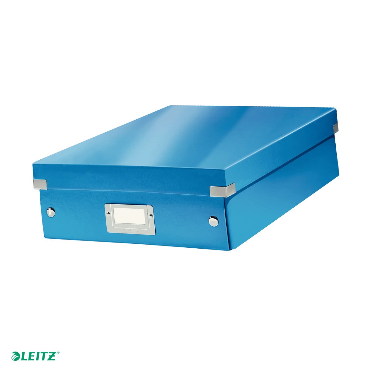 Cutii depozitare - Cutie depozitare Leitz WOW Click & Store Organizer, carton laminat, cu capac, 28x10x37 cm, albastru