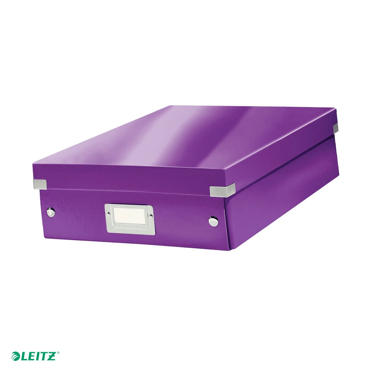 Cutii depozitare - Cutie depozitare Leitz WOW Click & Store Organizer, carton laminat, cu capac, 28x10x37 cm, mov