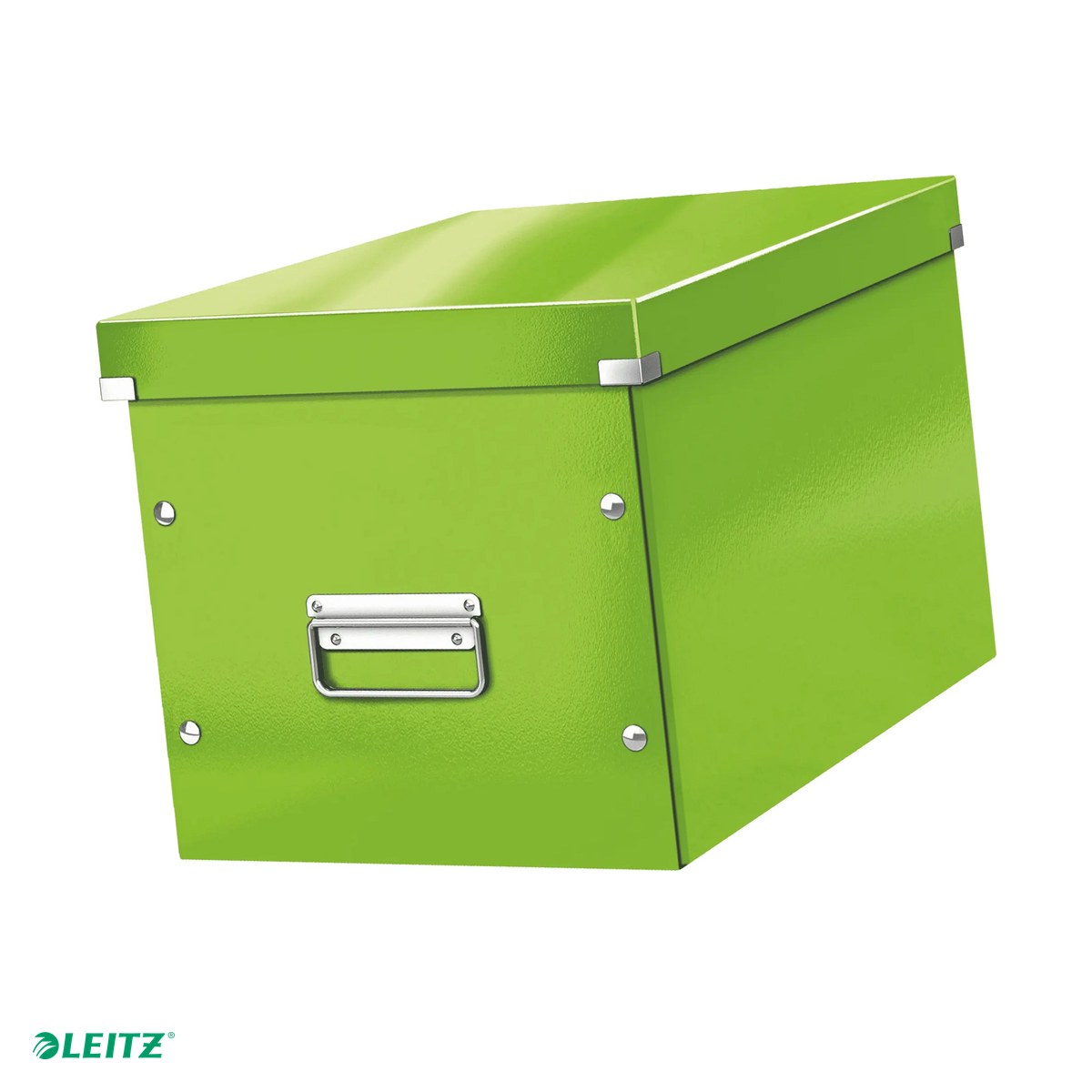 Cutii depozitare - Cutie depozitare Leitz WOW Click & Store, carton laminat, pliabila, cu capac si maner, 32x31x36 cm, pentru transport, verde