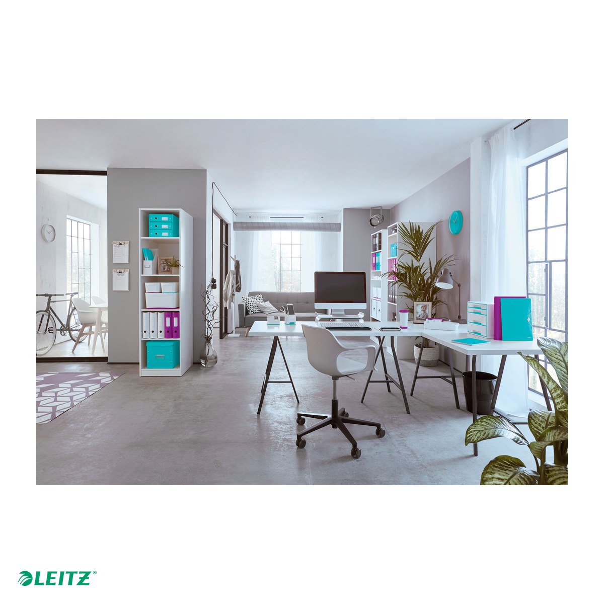 Cutie depozitare Leitz WOW Click & Store, carton laminat, pliabila, cu capac si maner, 26x24x26 cm, pentru transport, mov [4]