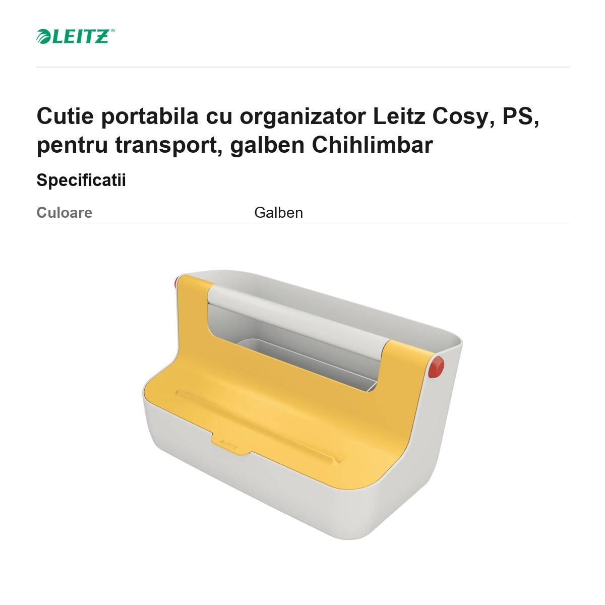 Cutie portabila cu organizator Leitz Cosy, PS, pentru transport, galben Chihlimbar [2]